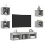 Muebles TV pared con LED 7 pzas madera ingeniería gris hormigón de , Muebles TV - Ref: Foro24-3216586, Precio: 128,82 €, Desc...