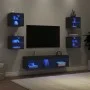 Wall-mounted TV furniture with LED, 7 pieces, engineered wood, black. by , TV Furniture - Ref: Foro24-3216584, Price: 134,25 ...