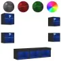 Wall-mounted TV furniture with LED, 7 pieces, engineered wood, black. by , TV Furniture - Ref: Foro24-3216584, Price: 134,25 ...