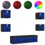 Wand-TV-Möbel mit LED 7 Stk. Holzwerkstoff schwarz von , TV-Möbel - Ref: Foro24-3216584, Preis: 137,32 €, Rabatt: %