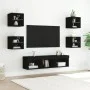 Wall-mounted TV furniture with LED, 7 pieces, engineered wood, black. by , TV Furniture - Ref: Foro24-3216584, Price: 134,25 ...