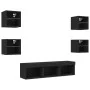 Wall-mounted TV furniture with LED, 7 pieces, engineered wood, black. by , TV Furniture - Ref: Foro24-3216584, Price: 134,25 ...