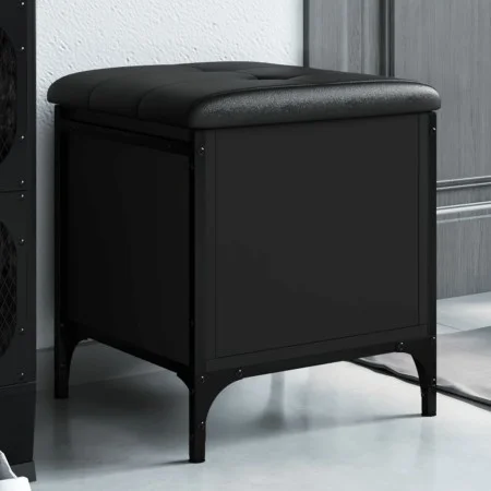 Engineered wood storage bench in black, 42x42x45 cm by , Benches for halls and storage - Ref: Foro24-835132, Price: 54,28 €, ...