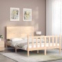 Bed frame with solid wood headboard 140x190 cm by , Beds and slatted bases - Ref: Foro24-3193381, Price: 138,94 €, Discount: %