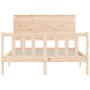 Bed frame with solid wood headboard 140x190 cm by , Beds and slatted bases - Ref: Foro24-3193381, Price: 138,94 €, Discount: %