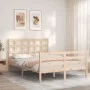 Double bed frame with solid wood headboard by , Beds and slatted bases - Ref: Foro24-3193961, Price: 132,35 €, Discount: %