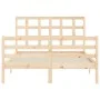 Double bed frame with solid wood headboard by , Beds and slatted bases - Ref: Foro24-3193961, Price: 132,35 €, Discount: %