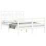 Estructura cama de matrimonio con cabecero madera maciza blanco de , Camas y somieres - Ref: Foro24-3194417, Precio: 163,41 €...