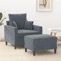 Dunkelgrauer Samtsessel mit Hocker 60 cm von , Sofas - Ref: Foro24-3201098, Preis: 212,22 €, Rabatt: %
