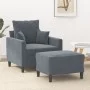 Sillón con taburete terciopelo gris oscuro 60 cm de , Sofás - Ref: Foro24-3201098, Precio: 209,54 €, Descuento: %