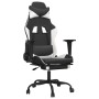 Silla gaming con reposapiés cuero sintético negro blanco en Sillas gaming | Comprar online en Foro24