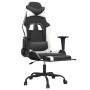 Silla gaming con reposapiés cuero sintético negro blanco en Sillas gaming | Comprar online en Foro24