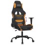 Silla gaming con reposapiés tela negro y naranja en Sillas gaming | Comprar online en Foro24