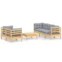 6-piece garden furniture set and gray pine wood cushions by , Garden sets - Ref: Foro24-3096111, Price: 474,76 €, Discount: %