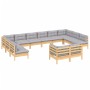 Gartenmöbel 12-tlg. und Kissen graues massives Kiefernholz von , Gartensets - Ref: Foro24-3097270, Preis: 909,46 €, Rabatt: %