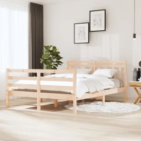 Small double bed frame solid wood 135x190 cm by , Beds and slatted bases - Ref: Foro24-3100629, Price: 140,23 €, Discount: %
