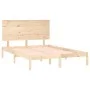 Solid pine wood double bed frame 140x190 cm by , Beds and slatted bases - Ref: Foro24-3104783, Price: 122,36 €, Discount: %