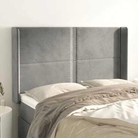 Kopfteil mit hellgrauen Samtohren 147x16x118/128 cm von , Kopf- und Fußteile - Ref: Foro24-3119488, Preis: 96,24 €, Rabatt: %