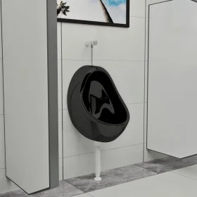 Wall-mounted urinal with black ceramic flush valve by vidaXL, Urinals - Ref: Foro24-143992, Price: 131,72 €, Discount: %
