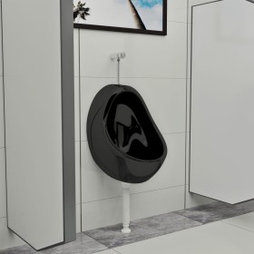 Wandurinal mit schwarzem Keramik-Spülventil von vidaXL, Urinale - Ref: Foro24-143992, Preis: 120,93 €, Rabatt: %