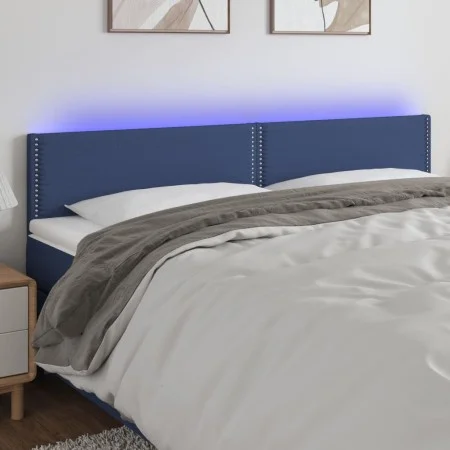 Kopfteil aus blauem Stoff mit LED 180x5x78/88 cm von , Kopf- und Fußteile - Ref: Foro24-3121492, Preis: 53,87 €, Rabatt: %