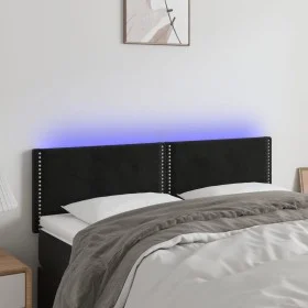 Kopfteil aus schwarzem Samt mit LED 144x5x78/88 cm von , Kopf- und Fußteile - Ref: Foro24-3121522, Preis: 56,87 €, Rabatt: %