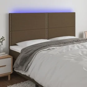 Headboard with LED lights dark brown fabric 180x5x118/128 cm by , Headboards and footboards - Ref: Foro24-3122301, Price: 97,...