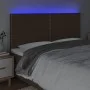 Headboard with LED lights dark brown fabric 180x5x118/128 cm by , Headboards and footboards - Ref: Foro24-3122301, Price: 97,...
