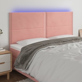 Cabecero con luces LED terciopelo rosa 160x5x118/128 cm de , Cabeceros y pies de cama - Ref: Foro24-3122343, Precio: 106,55 €...