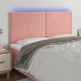 Rosafarbenes Samtkopfteil mit LED-Leuchten, 160 x 5 x 118/128 cm von , Kopf- und Fußteile - Ref: Foro24-3122343, Preis: 104,9...