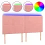 Pink velvet headboard with LED lights 160x5x118/128 cm by , Headboards and footboards - Ref: Foro24-3122343, Price: 104,97 €,...