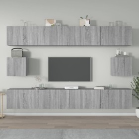 Set de muebles para TV 6 pzas madera contrachapada gris Sonoma