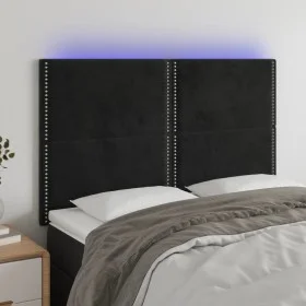 Kopfteil aus schwarzem Samt mit LED-Leuchten, 144 x 5 x 118/128 cm von , Kopf- und Fußteile - Ref: Foro24-3122334, Preis: 101...