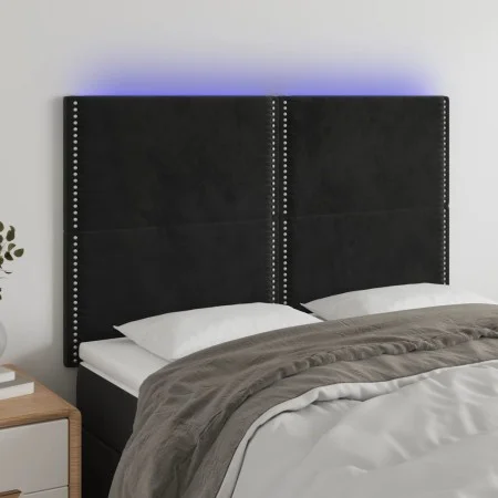 Kopfteil aus schwarzem Samt mit LED-Leuchten, 144 x 5 x 118/128 cm von , Kopf- und Fußteile - Ref: Foro24-3122334, Preis: 101...