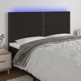 Headboard with LED lights black fabric 200x5x118/128 cm by , Headboards and footboards - Ref: Foro24-3122308, Price: 99,30 €,...