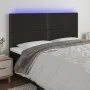 Headboard with LED lights black fabric 200x5x118/128 cm by , Headboards and footboards - Ref: Foro24-3122308, Price: 99,30 €,...