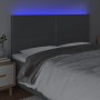 Kopfteil mit LED-Leuchten aus dunkelgrauem Stoff, 180 x 5 x 118/128 cm von , Kopf- und Fußteile - Ref: Foro24-3122299, Preis:...