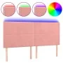 Pink velvet headboard with LED lights 200x5x118/128 cm by , Headboards and footboards - Ref: Foro24-3122355, Price: 100,25 €,...