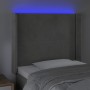 Light gray velvet headboard with LED 83x16x118/128 cm by , Headboards and footboards - Ref: Foro24-3123938, Price: 69,56 €, D...