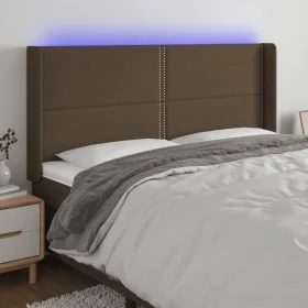 Kopfteil mit LED aus dunkelbraunem Stoff 183x16x118/128 cm von , Kopf- und Fußteile - Ref: Foro24-3123925, Preis: 106,54 €, R...