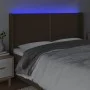 Headboard with LED in dark brown fabric 183x16x118/128 cm by , Headboards and footboards - Ref: Foro24-3123925, Price: 106,54...