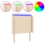 Cream fabric headboard with LED 93x16x118/128 cm by , Headboards and footboards - Ref: Foro24-3123895, Price: 79,03 €, Discou...