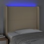 Kopfteil aus cremefarbenem Stoff mit LED 93x16x118/128 cm von , Kopf- und Fußteile - Ref: Foro24-3123895, Preis: 78,00 €, Rab...