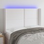 Kopfteil mit LED, weißem Kunstleder, 147 x 16 x 118/128 cm von , Kopf- und Fußteile - Ref: Foro24-3123999, Preis: 129,89 €, R...