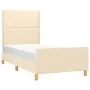 Bed frame with cream fabric headboard 90x200 cm by , Beds and slatted bases - Ref: Foro24-3124949, Price: 137,76 €, Discount: %