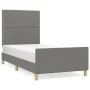 Dark gray fabric bed frame with headboard 90x190 cm by , Beds and slatted bases - Ref: Foro24-3124937, Price: 138,48 €, Disco...