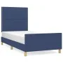 Bed frame with blue fabric headboard 90x190 cm by , Beds and slatted bases - Ref: Foro24-3124942, Price: 134,02 €, Discount: %
