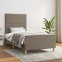 Bed frame with headboard in taupe gray fabric 100x200 cm by , Beds and slatted bases - Ref: Foro24-3124956, Price: 120,77 €, ...