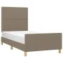 Bed frame with headboard in taupe gray fabric 100x200 cm by , Beds and slatted bases - Ref: Foro24-3124956, Price: 120,77 €, ...