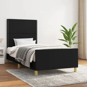 Bed frame with black fabric headboard 100x200 cm by , Beds and slatted bases - Ref: Foro24-3124954, Price: 120,47 €, Discount: %